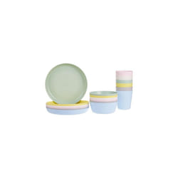 36 Pcs Kalas Kids Plastic BPA Flatware, Bowl, Plate, Tumbler Set, Colorful, 1