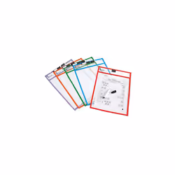 Learning Resources Write and Wipe Pockets, 5 Colorful Classroom Dry Erase Pockets, Ages 3+