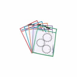 Learning Resources Write and Wipe Pockets, 5 Colorful Classroom Dry Erase Pockets, Ages 3+