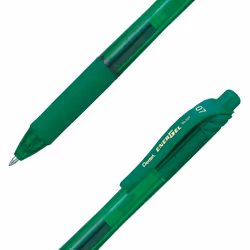 Pentel EnerGel BL107-D Gel Ink Roller Ball Pen with Click Top Stroke, 0.35 mm - Green (Pack of 12)