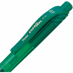 Pentel EnerGel BL107-D Gel Ink Roller Ball Pen with Click Top Stroke, 0.35 mm - Green (Pack of 12)