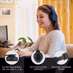 PowerLocus Bluetooth Over-Ear Headphones, Wireless Stereo Foldable Headphones Wireless and Wired Headsets with Built-in Mic, Micro SD/TF, FM for iPhon