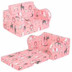 MOMCAYWEX Pink Kids Sofa 2in1 Kids Couch Fold Out Convertible Sofa to Bed for Girls and Boys