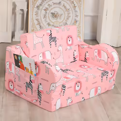 MOMCAYWEX Pink Kids Sofa  2in1 Kids Couch Fold Out  Convertible Sofa to Bed for Girls and Boys