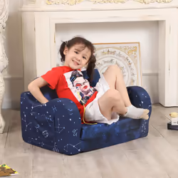 MOMCAYWEX Constellation Kids Sofa  2-in-1 Kids Couch Fold Out  Convertible Sofa to Bed for Girls and Boys