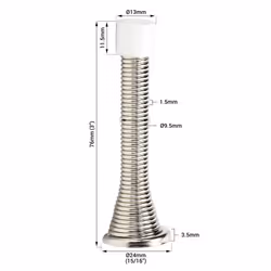 10 Pack Rok Hardware 3"" (76mm) Flexi Spring Heavy Duty Wall Door Stop Bumper Brushed Nickel