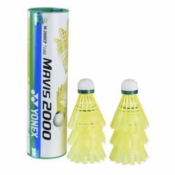 Yonex Mavis 2000 green cap Nylon Shuttlecock Pack Of 6 (Yellow)