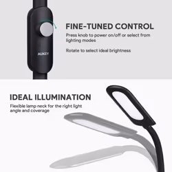 AUKEY LED Floor Lamp 6.5W (60W Equivalent), 7 Brightness Levels Eye Care Nature White Light with Flexible Gooseneck, Standing Reading Lamp for...