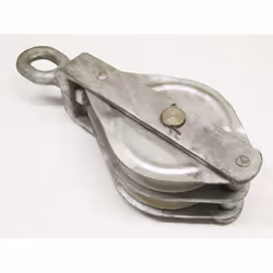 3 Ton 150MM Nylon Double Sheave Galvanised Block With Eye - 20MM Fibre Rope Safety Lifting