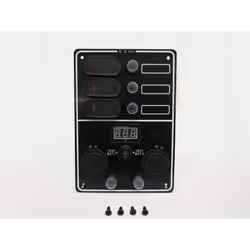 12V 3 Gang Waterproof Switch Panel With Circuit Breakers Cigarette Sockets & Digital Voltmeter
