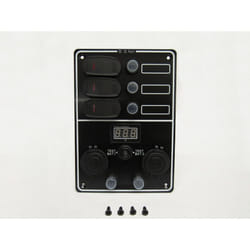 12V 3 Gang Waterproof Switch Panel With Circuit Breakers Cigarette Sockets & Digital Voltmeter