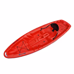 Single Sit On Top Kayak (2.5M One Person Solo) - Red, Kayak With Trolley