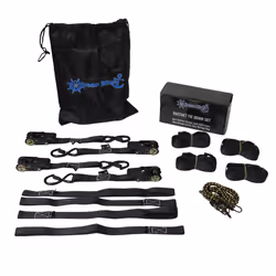 Motorcycle Tie Down Ratchet Strap Soft Loop Kit - Black