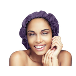 Glow by Daye Satin Bonnet  Double-Layered and Adjustable Satin Sleep Cap  Extra Large  Reversible Purple Reign