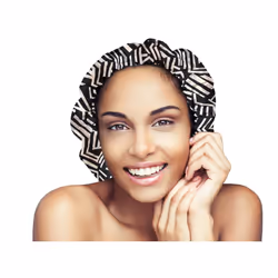 Glow by Daye Satin Bonnet  Double-Layered and Adjustable Satin Sleep Cap  Extra Large  Reversible Afro Geo Print (Black & Whi ...