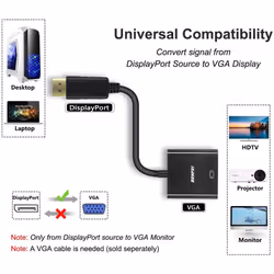 BENFEI DisplayPort to VGA, Gold-Plated DP to VGA Adapter (Male to Female) Compatible for Lenovo, Dell, HP, ASUS