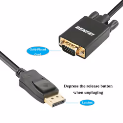Benfei Display Port to VGA Adapter Male to Male Gold-Plated Cord