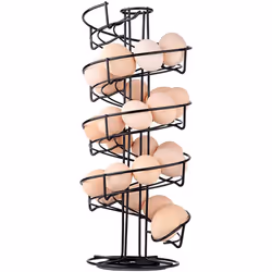 Toplife Spiral Design Metal Egg Skelter Dispenser Rack  Storage Display Rack  Black