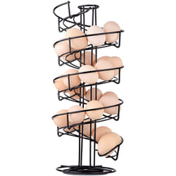 Toplife Spiral Design Metal Egg Skelter Dispenser Rack  Storage Display Rack  Black