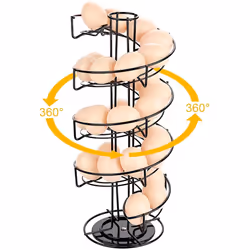 Toplife Spiral Design Metal Egg Skelter Dispenser Rack  Storage Display Rack  Black
