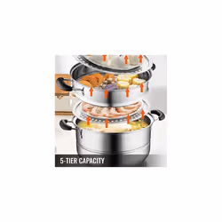 Food Steamers Stainless Steel 5 Titer Stainless Steel Steamers for Cooking Food Steamer Pot Set Suitable for Gas Electric Grill Stove Top Ceramic