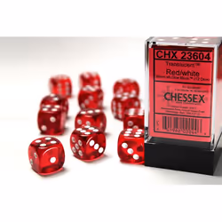 Chessex 23604, Dice set, Red, White, Any gender, Germany, 16 mm, 16 mm