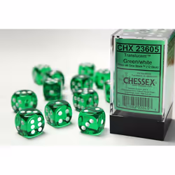 Chessex 23605, Dice set, Green, White, Any gender, Germany, 16 mm, 16 mm