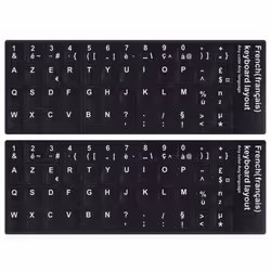 [2PCS PACK]French Keyboard Stickers Matte Vinyl Keyboard Sticker with White Letters Non-Transparent for PC Computer Laptop No ...