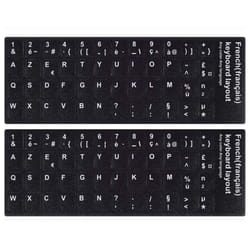 [2PCS PACK]French Keyboard Stickers Matte Vinyl Keyboard Sticker with White Letters Non-Transparent for PC Computer Laptop Notebook Desktop