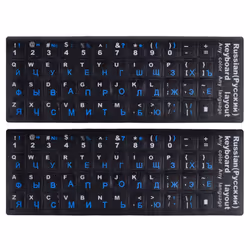 2PCS Russian Keyboard Stickers Russian-English Keyboard Letters Replacement Sticker Blue Font with Black Background for PC C ...
