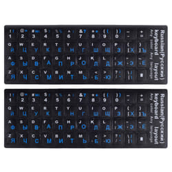 2PCS Russian Keyboard Stickers  Russian-English Keyboard Letters Replacement Sticker Blue Font with Black Background for PC Computer Laptop