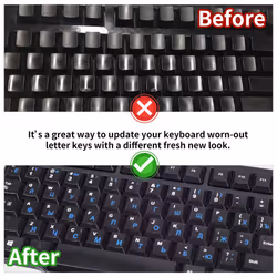 2PCS Russian Keyboard Stickers  Russian-English Keyboard Letters Replacement Sticker Blue Font with Black Background for PC Computer Laptop