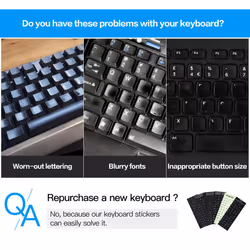 2PCS Russian Keyboard Stickers  Russian-English Keyboard Letters Replacement Sticker Blue Font with Black Background for PC Computer Laptop
