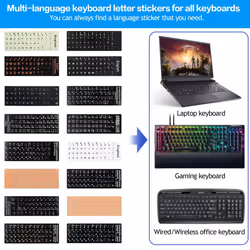 2PCS Russian Keyboard Stickers  Russian-English Keyboard Letters Replacement Sticker Orange Font with Black Background for PC Computer Lapto