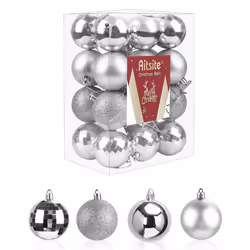Aitsite 24ct Christmas Tree Ornaments Set 1.57 inches Mini Shatterproof Holiday Ornaments Balls for Christmas Decorations Sil ...