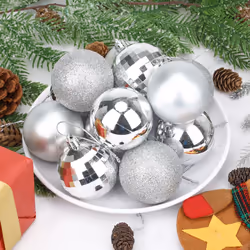 Aitsite 24ct Christmas Tree Ornaments Set 1.57 inches Mini Shatterproof Holiday Ornaments Balls for Christmas Decorations Silver