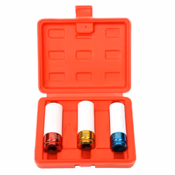 FreeTec 1/2-Inch Drive Metric Extra Thin Wall Deep Wheel Protector Impact Socket Set, 3 Size, 17, 19, 21 mm
