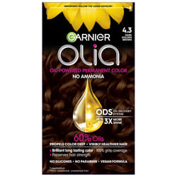 Garnier Hair Color Olia Ammonia-Free Brilliant Color Oil-Rich Permanent Hair Dye  4.3 Dark Golden Brown  1 Count Packaging May Vary