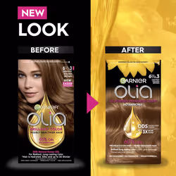 Garnier Hair Color Olia Ammonia-Free Brilliant Color Oil-Rich Permanent Hair Dye  6 1/2.3 Lightest Golden Brown  1 Count (Packaging May Vary)