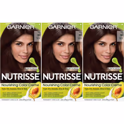 Garnier Nutrisse Nourishing Hair Color Creme  30 Darkest Brown (Sweet Cola)  3 Count (Packaging May Vary)