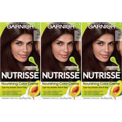 Garnier Nutrisse Nourishing Hair Color Creme  30 Darkest Brown (Sweet Cola)  3 Count (Packaging May Vary)
