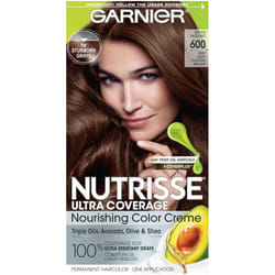 Garnier Hair Color Nutrisse Ultra Coverage Nourishing Creme 600 Deep Light Natural Brown Spiced Hazelnut Permanent Hair Dye 1 Count Packaging May Vary