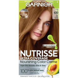 Garnier Hair Color Nutrisse Ultra Coverage Nourishing Creme  630 Deep Light Golden Brown (Toffee Nut) Permanent Hair Dye  1 Count (Packaging May Vary)