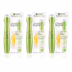 Garnier Clearly Brighter Anti-Puff Eye Roller  0.5 Fl Oz (15mL)  3 Count (Packaging May Vary)