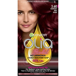 Garnier Olia Ammonia-Free Brilliant Color Oil-Rich Permanent Hair Color  3.60 Darkest Red Rose (Pack of 1) Red Hair Dye (Packaging May Vary)