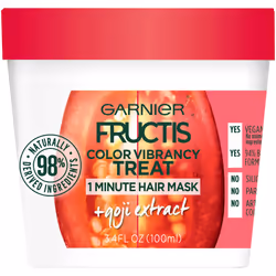 Garnier Fructis Color Vibrancy Treat 1 Minute Hair Mask with Goji Extract and Boost Collagen 3.4 Fl Oz (Pack of 1)