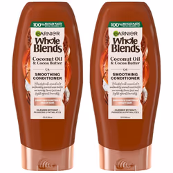 Garnier Whole Blends Coconut Oil Cocoa Butter Smoothing Conditioner for Frizzy Hair 22 Fl Oz 2 Count Packaging May Vary