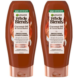 Garnier Whole Blends Coconut Oil  Cocoa Butter Smoothing Conditioner for Frizzy Hair 22 Fl Oz 2 Count Packaging May Vary
