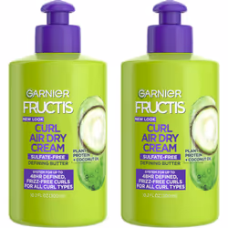 Garnier Fructis Curl Nourish Air Dry Cream  Sulfate Free Defining Butter Leave-in Conditioner  10.2 Fl Oz  2 Count (Packaging ...