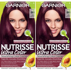 Garnier Hair Color Nutrisse Ultra Color Nourishing Creme  BR2 Dark Intense Burgundy (Passion Fruit) Red Permanent Hair Dye  2 Count (Packagi